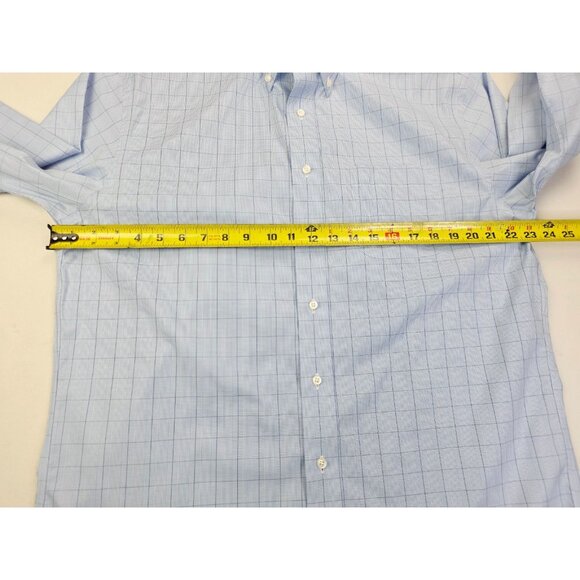 Jos. A. Bank Traditional Fit Sz 16-35 Mens Blue Check Traveler Button Down Shirt - Picture 3 of 8